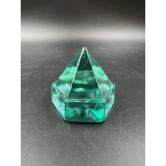 Aqua Green Ship Deck Glass Prism Pyramid Nautical Maritime Paperweight - Picture 1 of 8